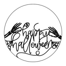 Happy Halloween With Skeleton Hands For Round Sign