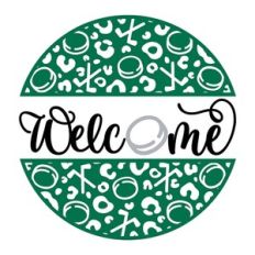 Welcome With Hockey Leopard Print For Round Sign