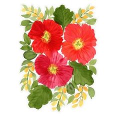 3 Poppy Watercolor Flower Arrangement Print and Cut