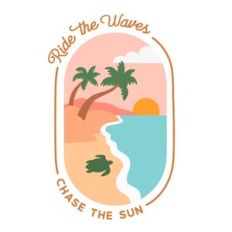 Ride the Waves Beach Landscape Badge