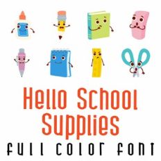 Hello School Supplies Full Color Font