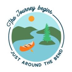 The Journey Begins River Landscape Badge