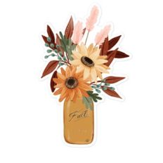 Jar Of Fall Flowers