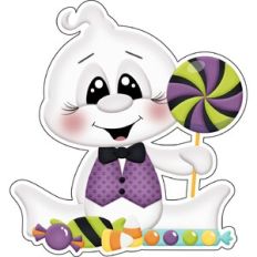 Halloween Ghost holding lollipop