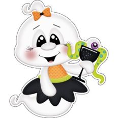 Halloween Ghost holding drink/ cocktail
