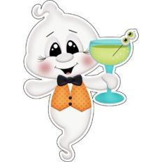 Halloween Ghost holding drink/ cocktail 2