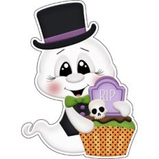 Halloween Ghost eating Cupcake