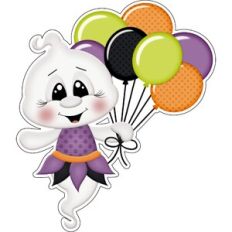 Halloween Ghost holding Balloons