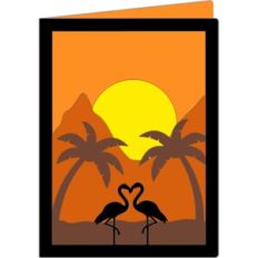 flamingos in the lake card