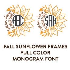 fall sunflower frame full color monogram font
