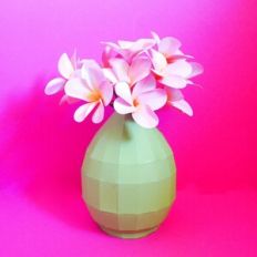 Plumeria with 3D Oval Vase