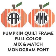 pumpkin quilt square full color monogram font