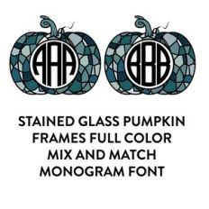 blue stained glass pumpkins full color monogram font