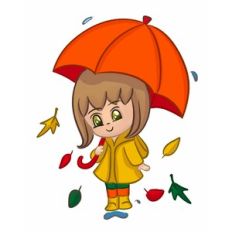 Cute Cartoon Girl with Umbrella