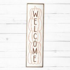 Vertical Welcome Stacked Pumpkins