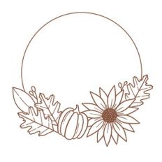 Pumpkins and Sunflower Fall Leaves Wreath Frame
