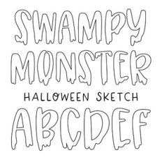 BFC Swampy Monster Halloween Sketch Font