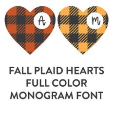 fall plaid hearts full color monogram font