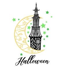 Halloween house and moon