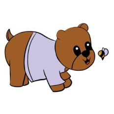Cute baby bear with bee