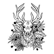 Deer with autumn leaves