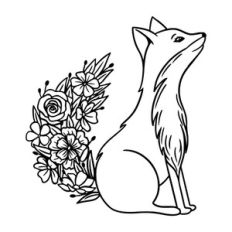 Fox with flowers