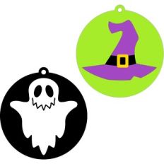 ghost and witch hat halloween tag