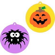 pumpkin and spider halloween tag
