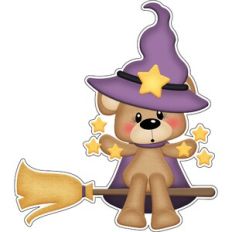 Halloween Witch Bear on Broom