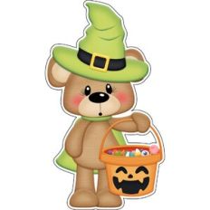 Halloween Witch Bear with Candy bucket