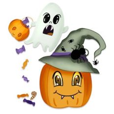 Funny Pumpkin with Ghost Print n Cut Design