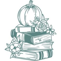 floral books with pumpkin