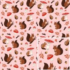 Woodland Squirrel, Chipmunk and Mushroom Pattern