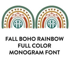 boho rainbow full color monogram font
