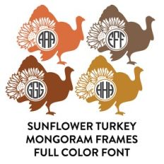 sunflower turkey frames full color monogram font