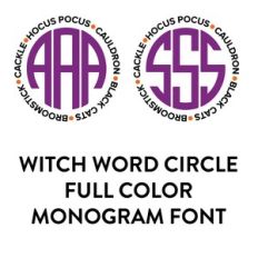 wtich word circle full color monogram font