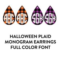 plaid halloween earrings full color monogram font