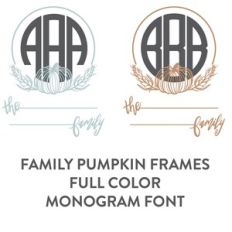 autumn family pumpkin frames full color monogram font