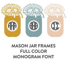 mason jar frame full color monogram font