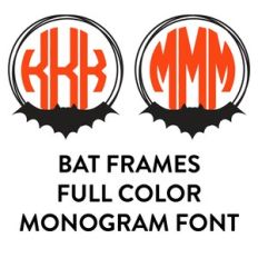 bat frame full color monogram font