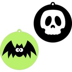 bat and skull halloween tag