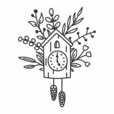 Cuckoo clock with leaves
