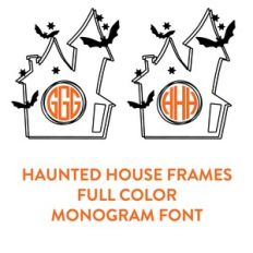 haunted house frames full color monogram font