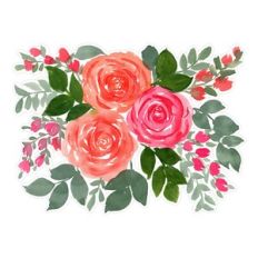 3 Red Roses Floral Watercolor Arrangement Print and Cut