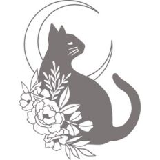 cat moon floral