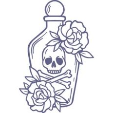 floral skull potion bottle