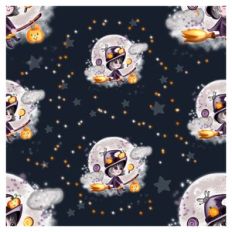 Flying Witch Seamless Halloween Pattern