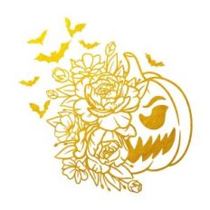 Scary pumpkin with flowers