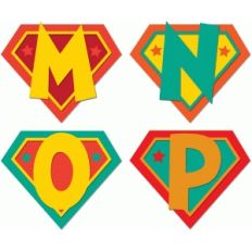 superhero shields initials mnop