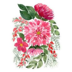 Magenta Pink Watercolor Dahlia Flowers Print and Cut